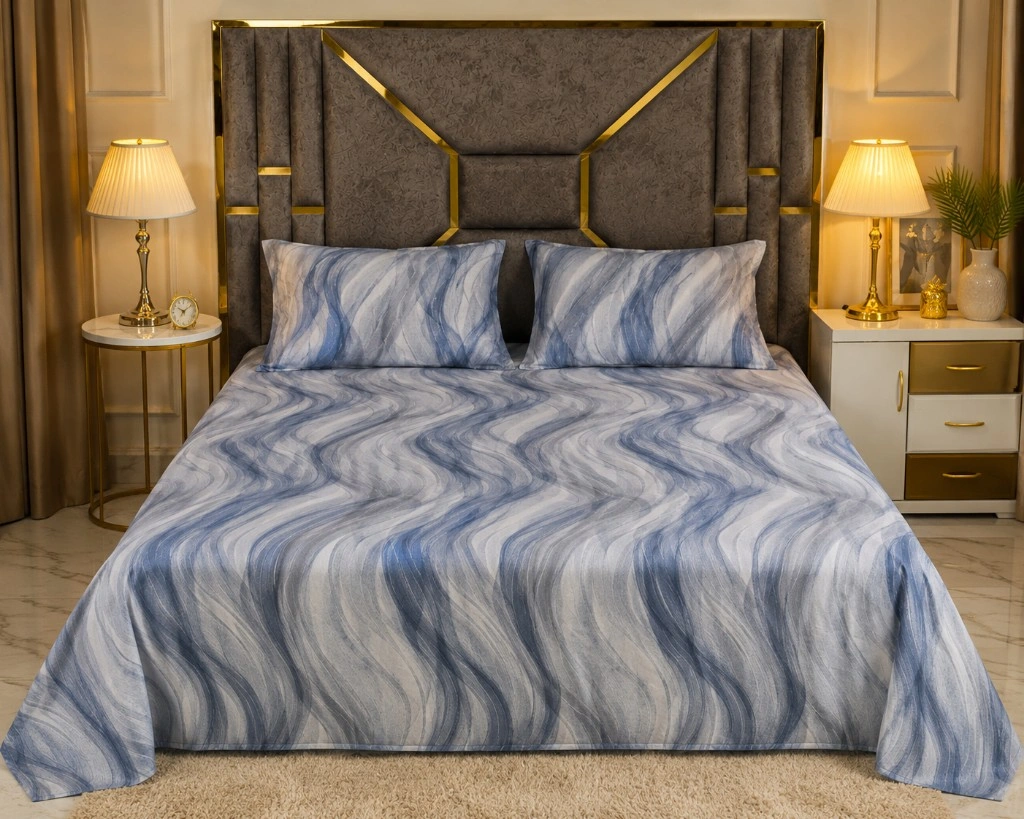 Azure Marble Pure Cotton King Size Bedsheet
