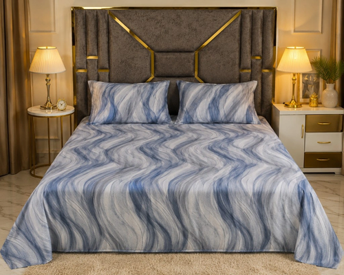 Azure Marble Pure Cotton King Size Bedsheet