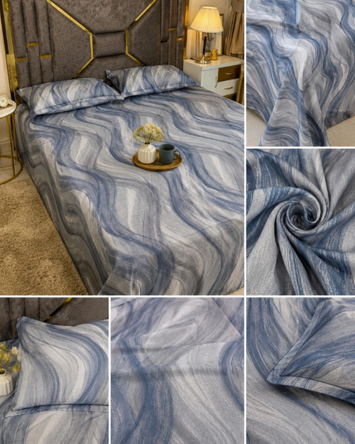 Azure Marble Pure Cotton King Size Bedsheet