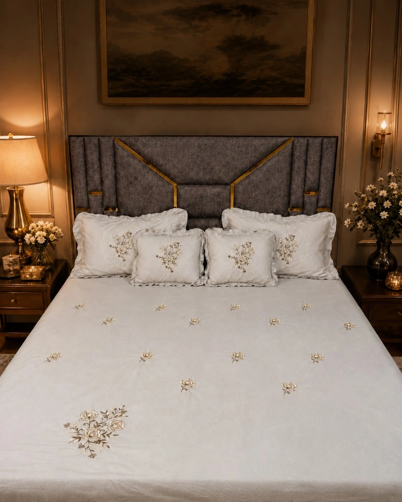 Luxury Embroidered Double Bedsheet Set