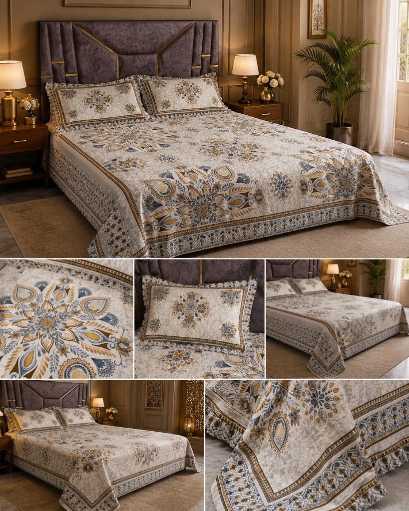 Pure Cotton Bedsheet King Size 100*108 | Mandala Print - Comfort Castle