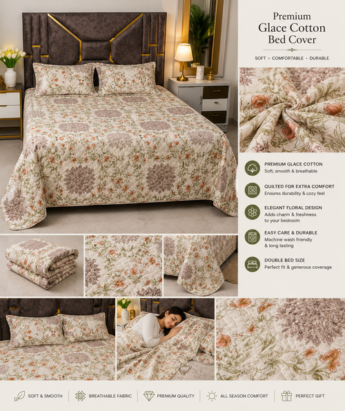 Comfort Castle Vintage Blossom Quilted Bed Cover