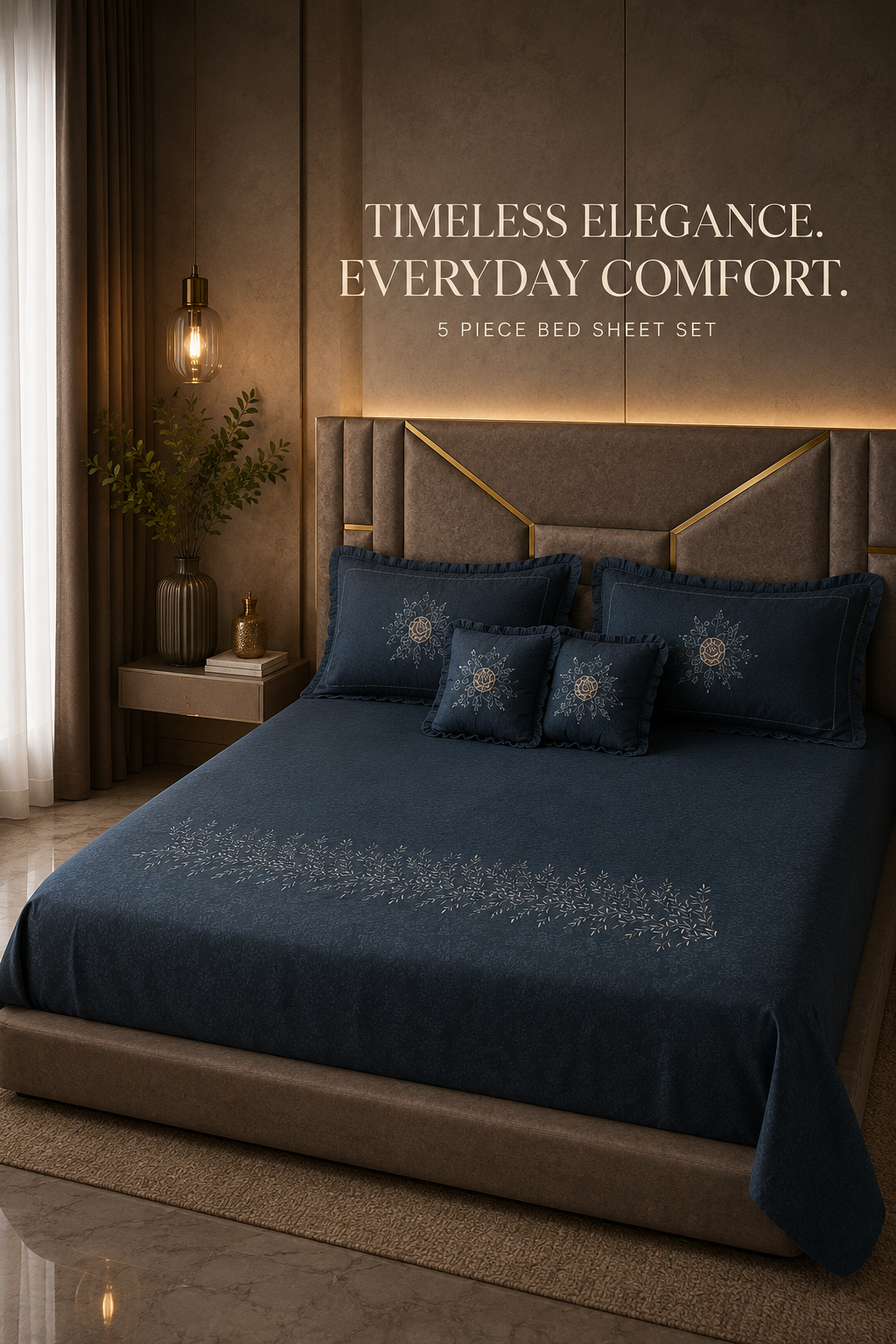 Comfort Castle MAISON DÉCOR Premium Glace Cotton Bedsheet Set